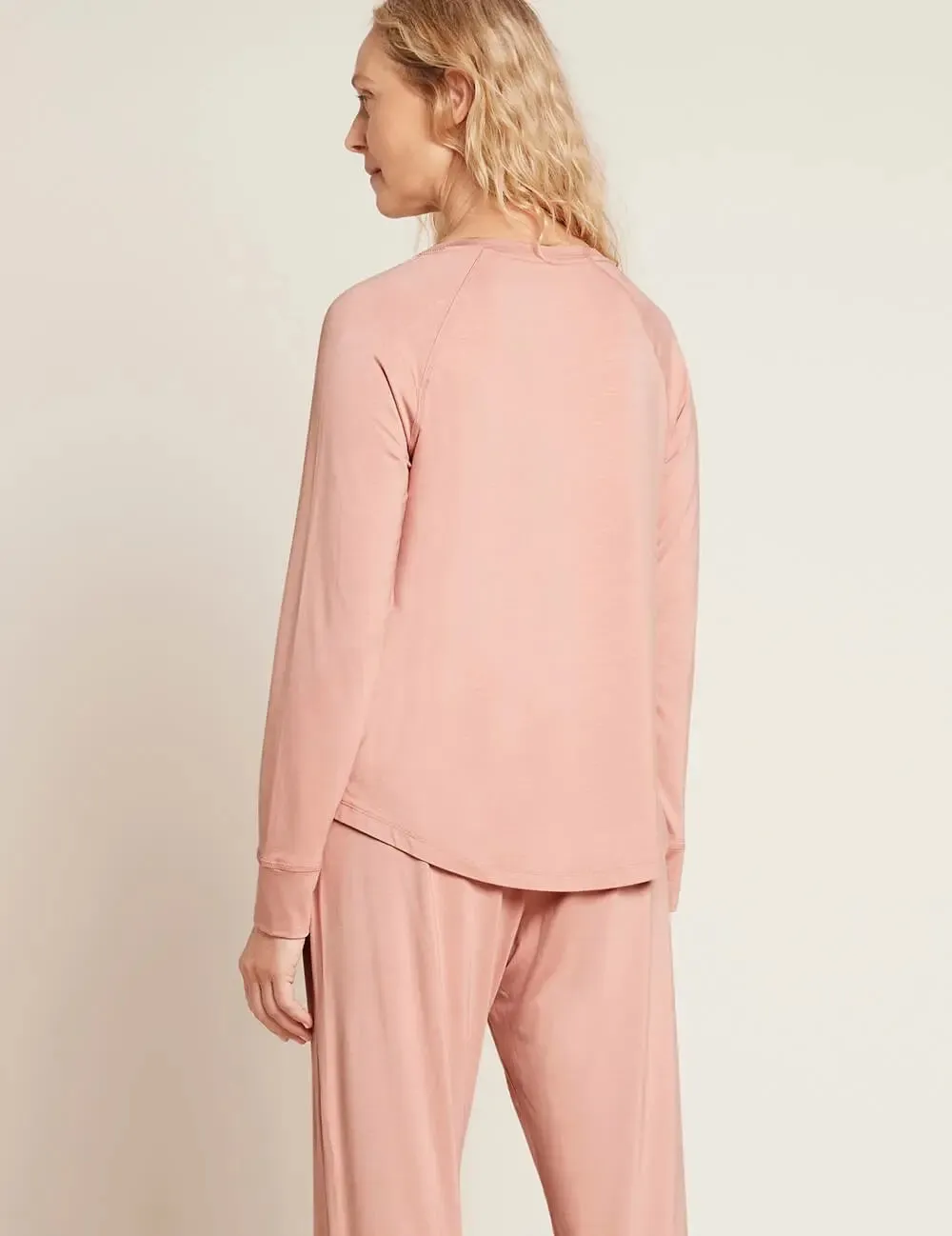 Dusty Pink Goodnight Women's Bamboo Raglan Sleep Top