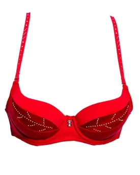 Fancy Bridal SH789 Diamond Red Bra- Single Padded,Under Wired Bra - By Sister Hood