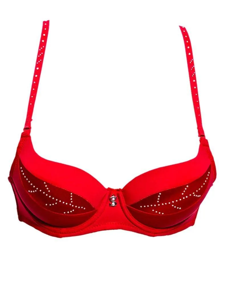 Fancy Bridal SH789 Diamond Red Bra- Single Padded,Under Wired Bra - By Sister Hood