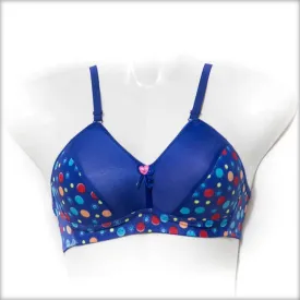 Fancy Multi Dotted Single Padded Bra - Blue