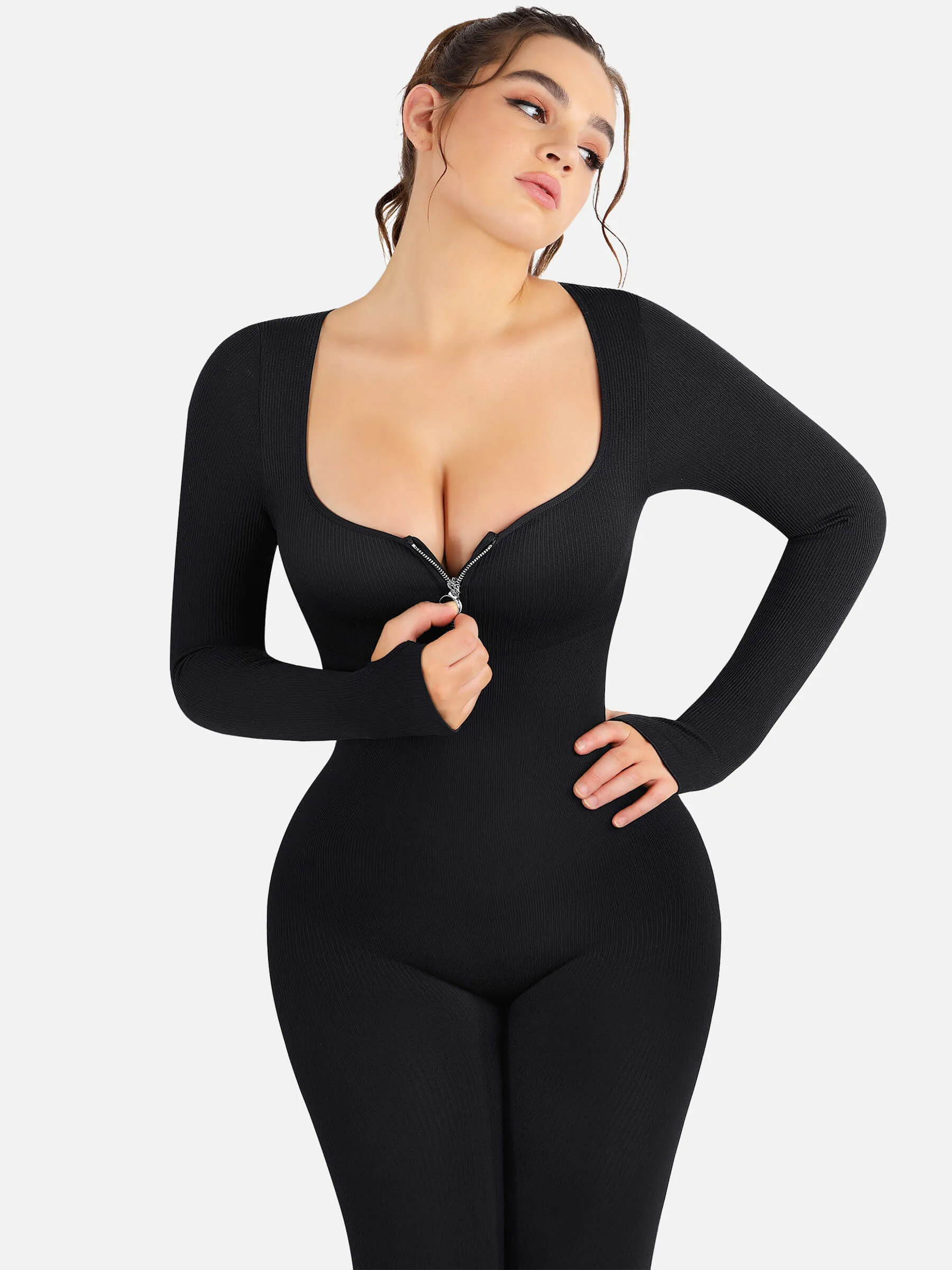 Feelingirl Full Body Tummy Control Long Sleeve Jumpsuits