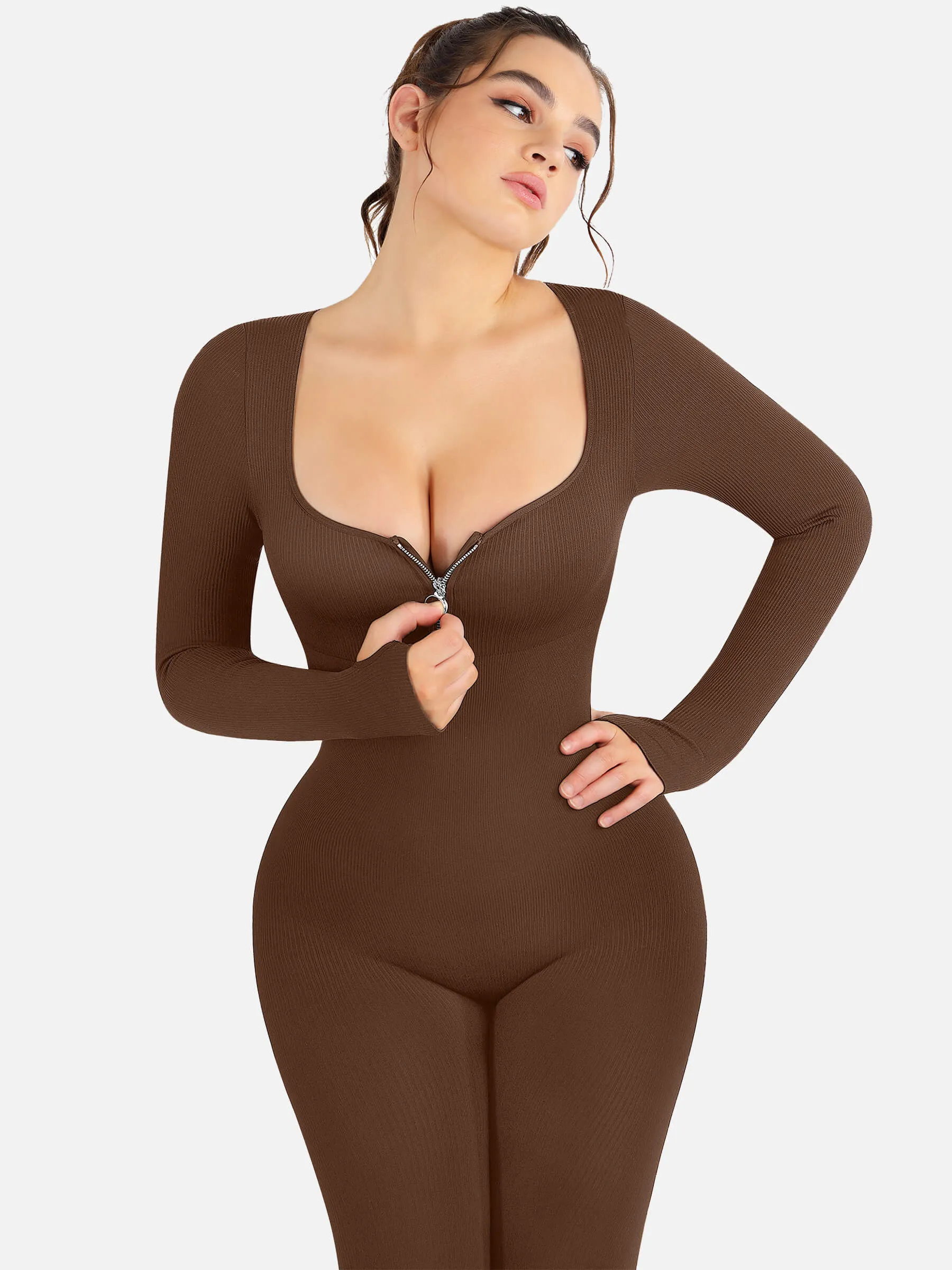 Feelingirl Full Body Tummy Control Long Sleeve Jumpsuits