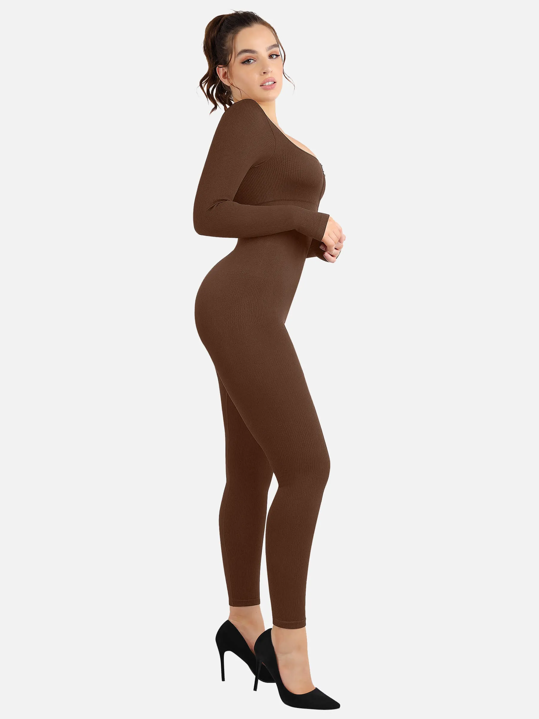 Feelingirl Full Body Tummy Control Long Sleeve Jumpsuits