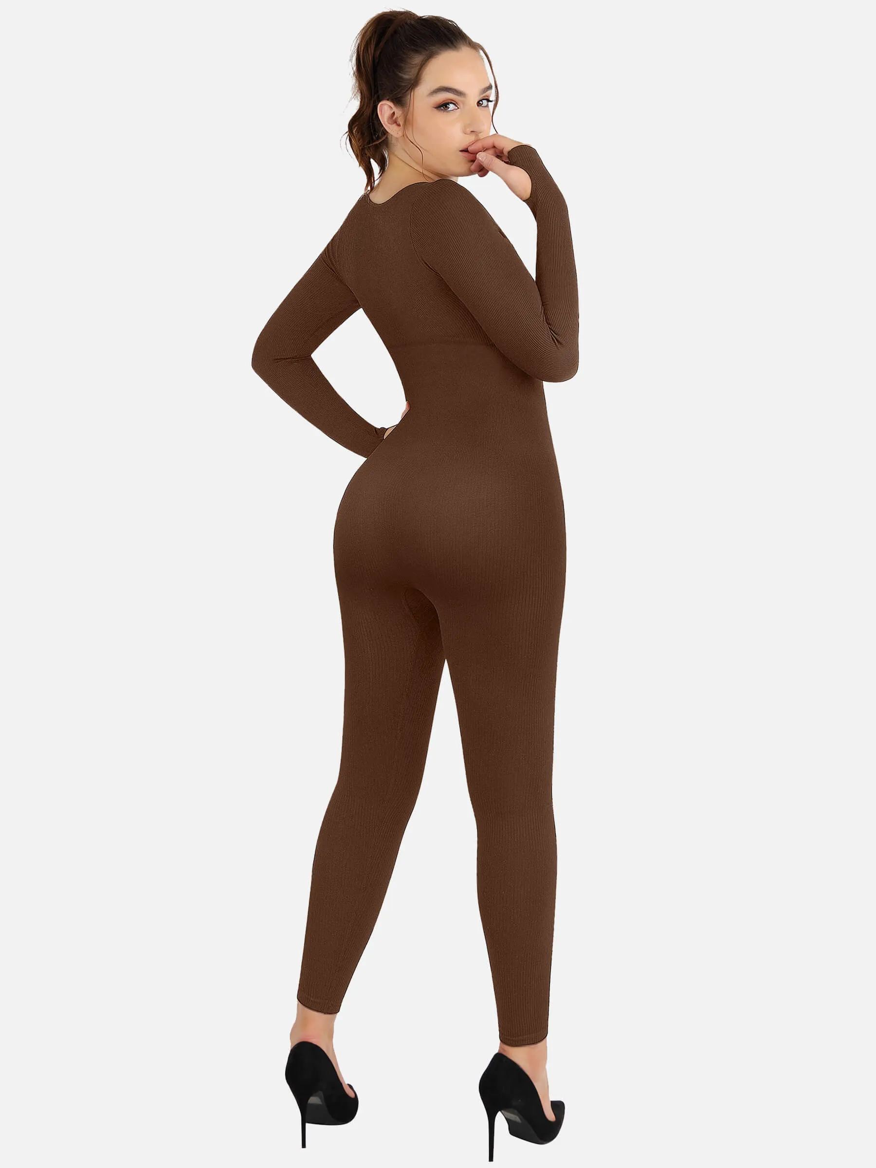 Feelingirl Full Body Tummy Control Long Sleeve Jumpsuits