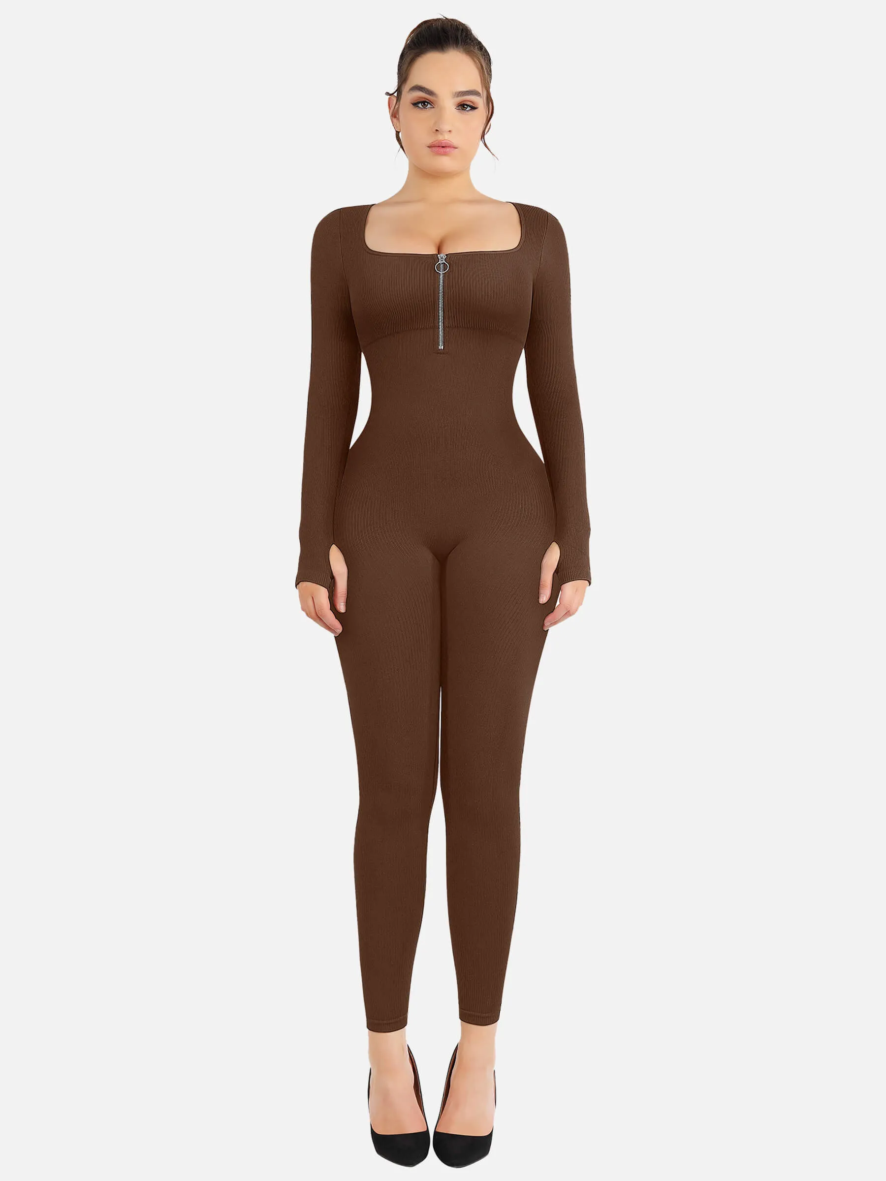Feelingirl Full Body Tummy Control Long Sleeve Jumpsuits