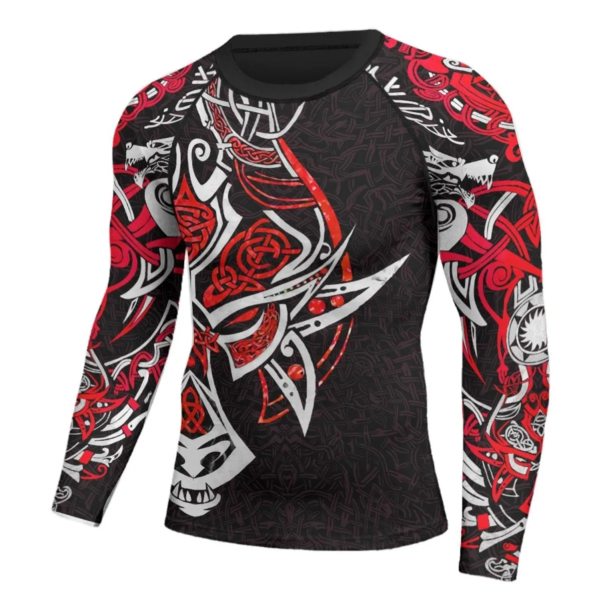 Fenrir Red Viking Men's Long Sleeve Rash Guard