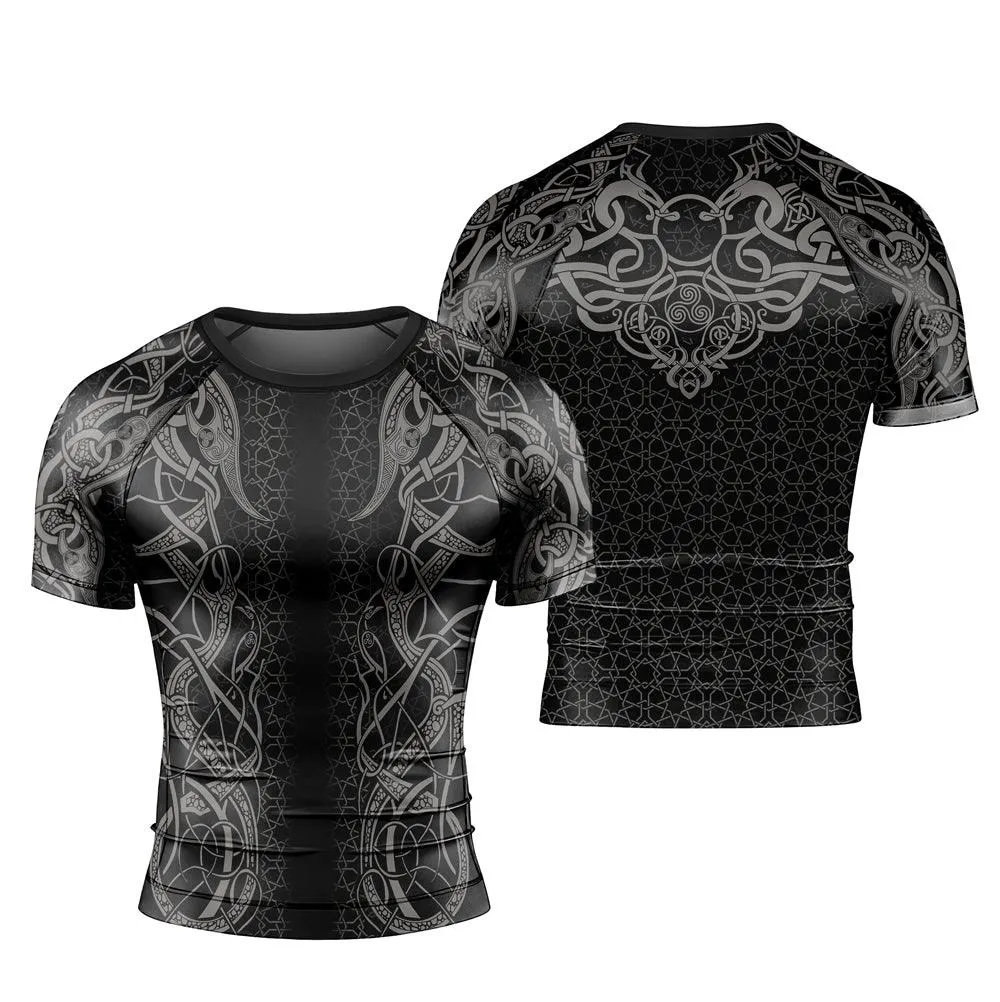 Fenrir Tattoo Viking Men's Short Sleeve Rash Guard