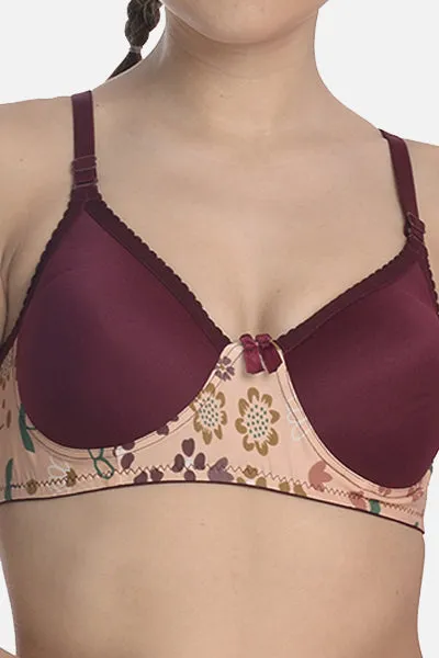 FIMS Fashion Women Cotton Blend Floral Padded Bra Pack of 1 Maroon