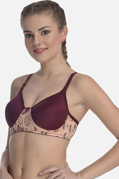 FIMS Fashion Women Cotton Blend Floral Padded Bra Pack of 1 Maroon