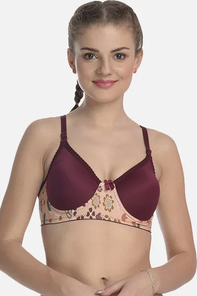 FIMS Fashion Women Cotton Blend Floral Padded Bra Pack of 1 Maroon