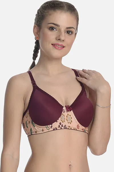 FIMS Fashion Women Cotton Blend Floral Padded Bra Pack of 1 Maroon