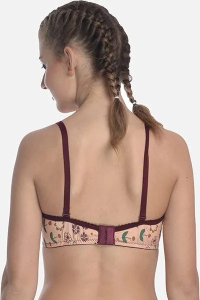 FIMS Fashion Women Cotton Blend Floral Padded Bra Pack of 1 Maroon