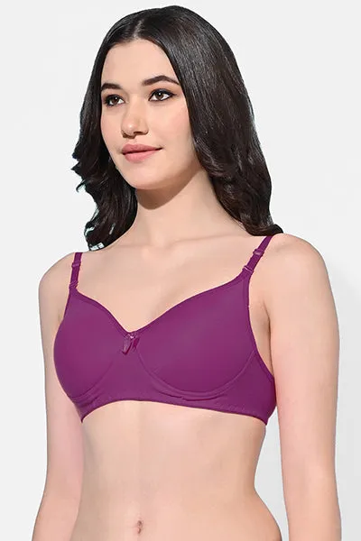 FIMS Fashion Women Cotton Blend Solid Padded Bra Pack of 3 Blue Purple Black