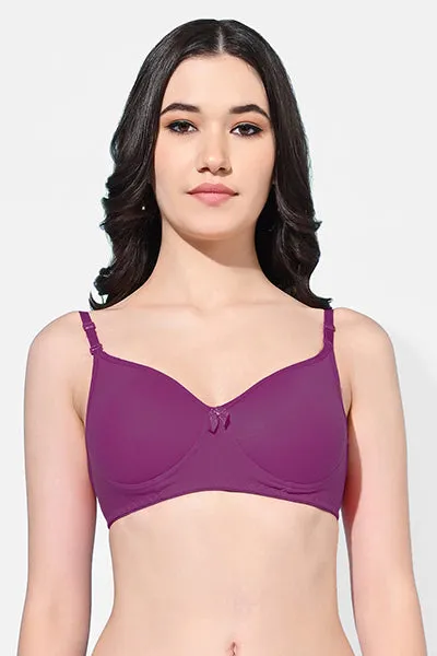 FIMS Fashion Women Cotton Blend Solid Padded Bra Pack of 3 Blue Purple Black