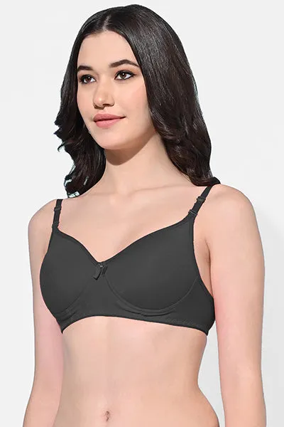 FIMS Fashion Women Cotton Blend Solid Padded Bra Pack of 3 Blue Purple Black