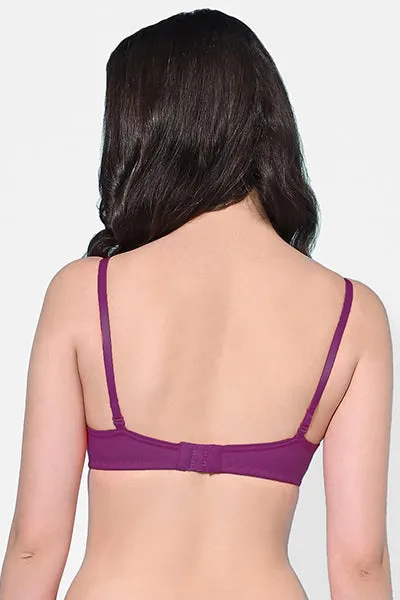 FIMS Fashion Women Cotton Blend Solid Padded Bra Pack of 3 Blue Purple Black