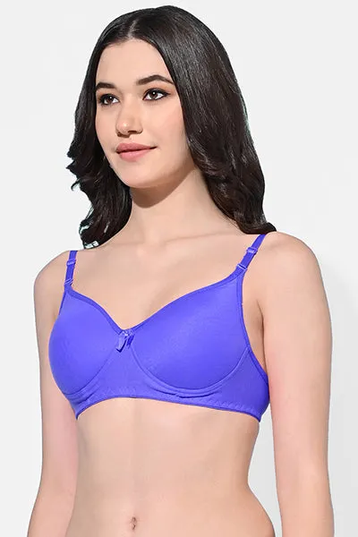 FIMS Fashion Women Cotton Blend Solid Padded Bra Pack of 3 Blue Purple Black