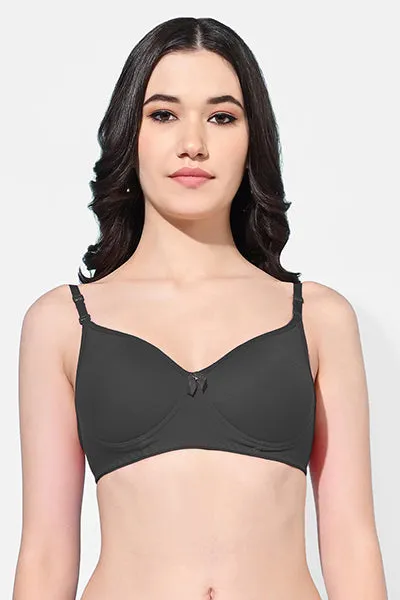FIMS Fashion Women Cotton Blend Solid Padded Bra Pack of 3 Blue Purple Black
