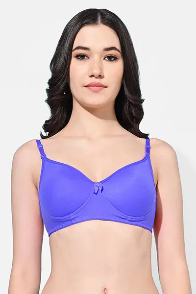 FIMS Fashion Women Cotton Blend Solid Padded Bra Pack of 3 Blue Purple Black
