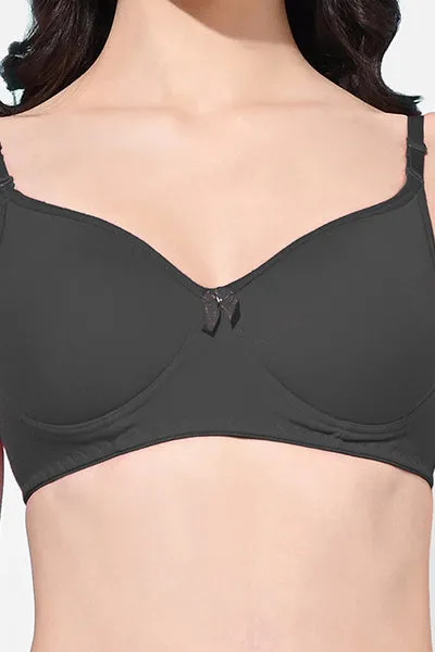 FIMS Fashion Women Cotton Blend Solid Padded Bra Pack of 3 Blue Purple Black