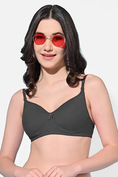 FIMS Fashion Women Cotton Blend Solid Padded Bra Pack of 3 Blue Purple Black