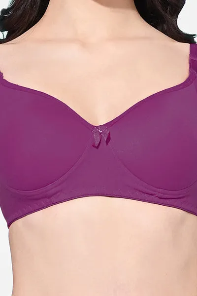 FIMS Fashion Women Cotton Blend Solid Padded Bra Pack of 3 Blue Purple Black