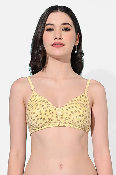 FIMS Fashion Women Cotton Blend Star Print Padded Bra Pack of 3 Blue Pink Yellow