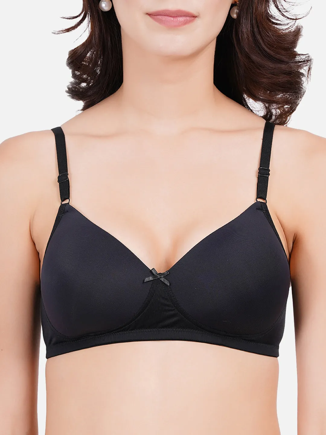 FIMS Fashion Women Lycra Solid Padded Bra Pack of 2 Black White