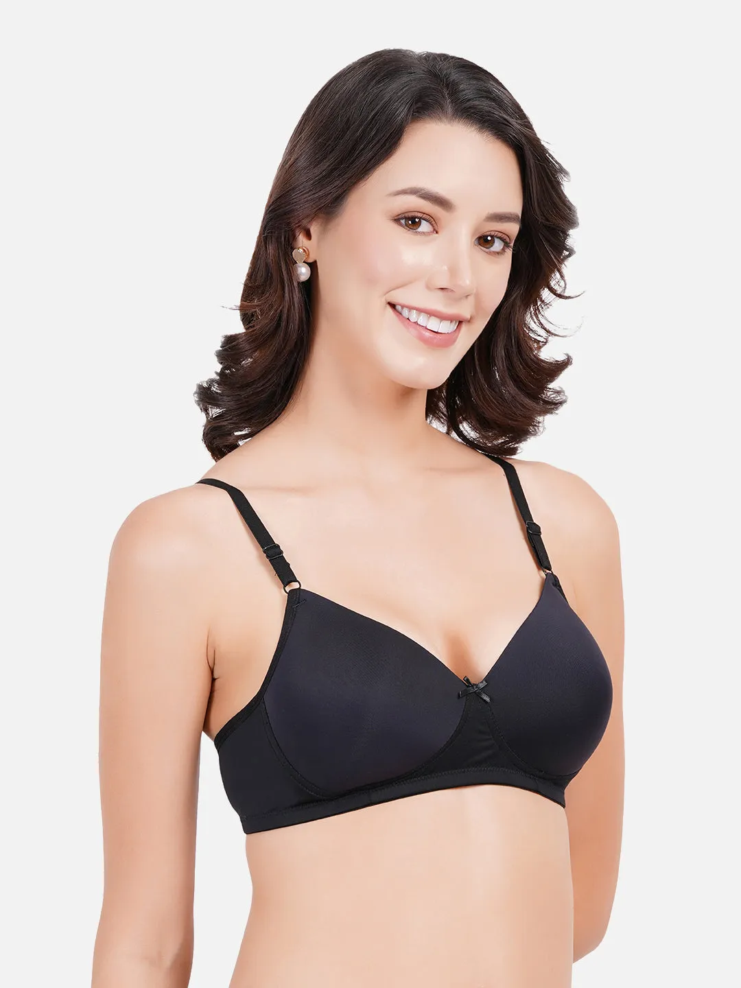 FIMS Fashion Women Lycra Solid Padded Bra Pack of 2 Black White