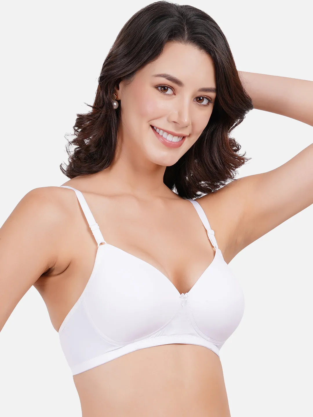 FIMS Fashion Women Lycra Solid Padded Bra Pack of 2 Black White