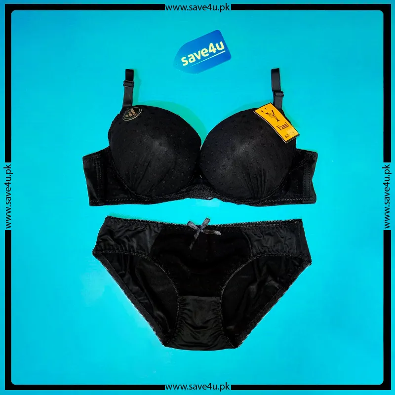 Floral Design Double Padded Wired Push Up Bra Set