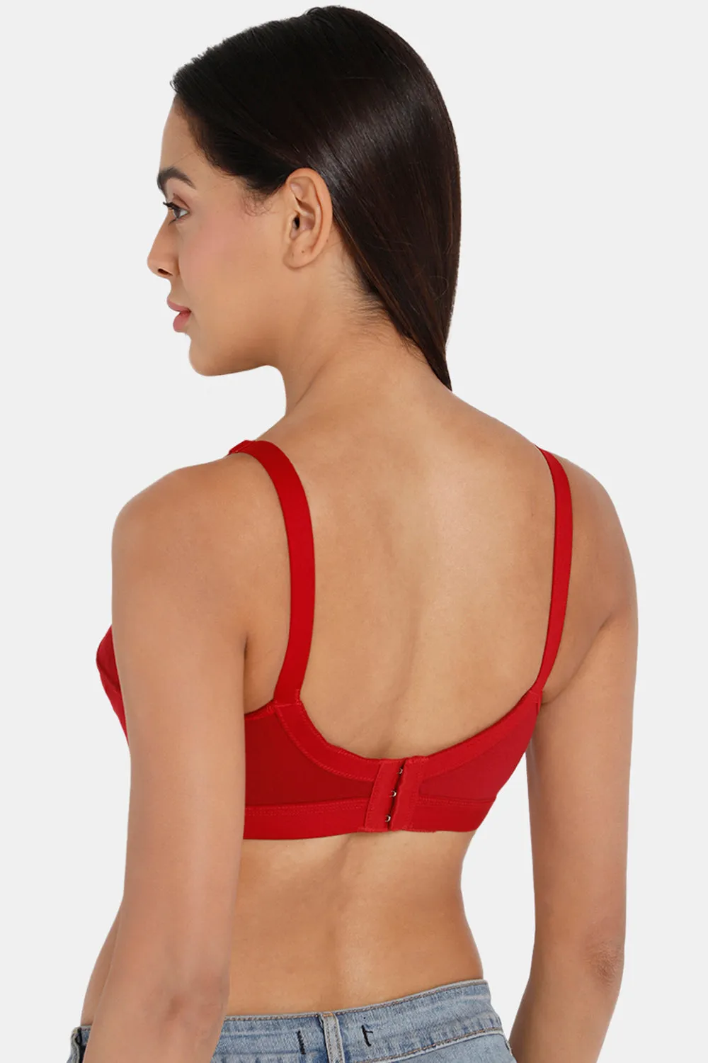 Full Coverage Non-Wired Non-Padded Back Closure Intimacy Bra Red Shade - KRISS KROSS
