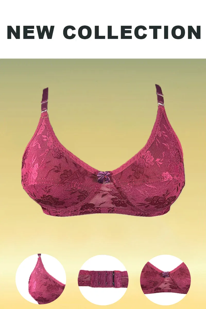 Full Mesh Non Padded Stretchable Bra - Beige