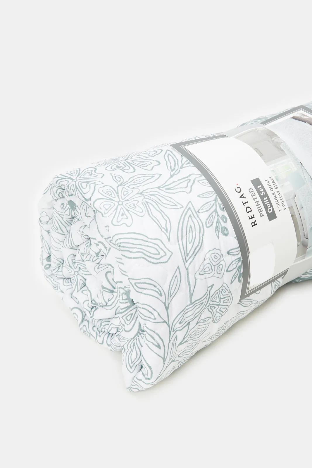 Green Botanical Printed Quilt Set 2 Piece (Single Size)