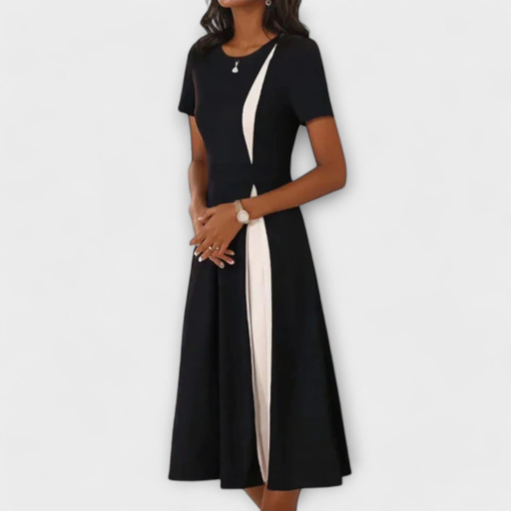 Hanne Black and White Midi Dress
