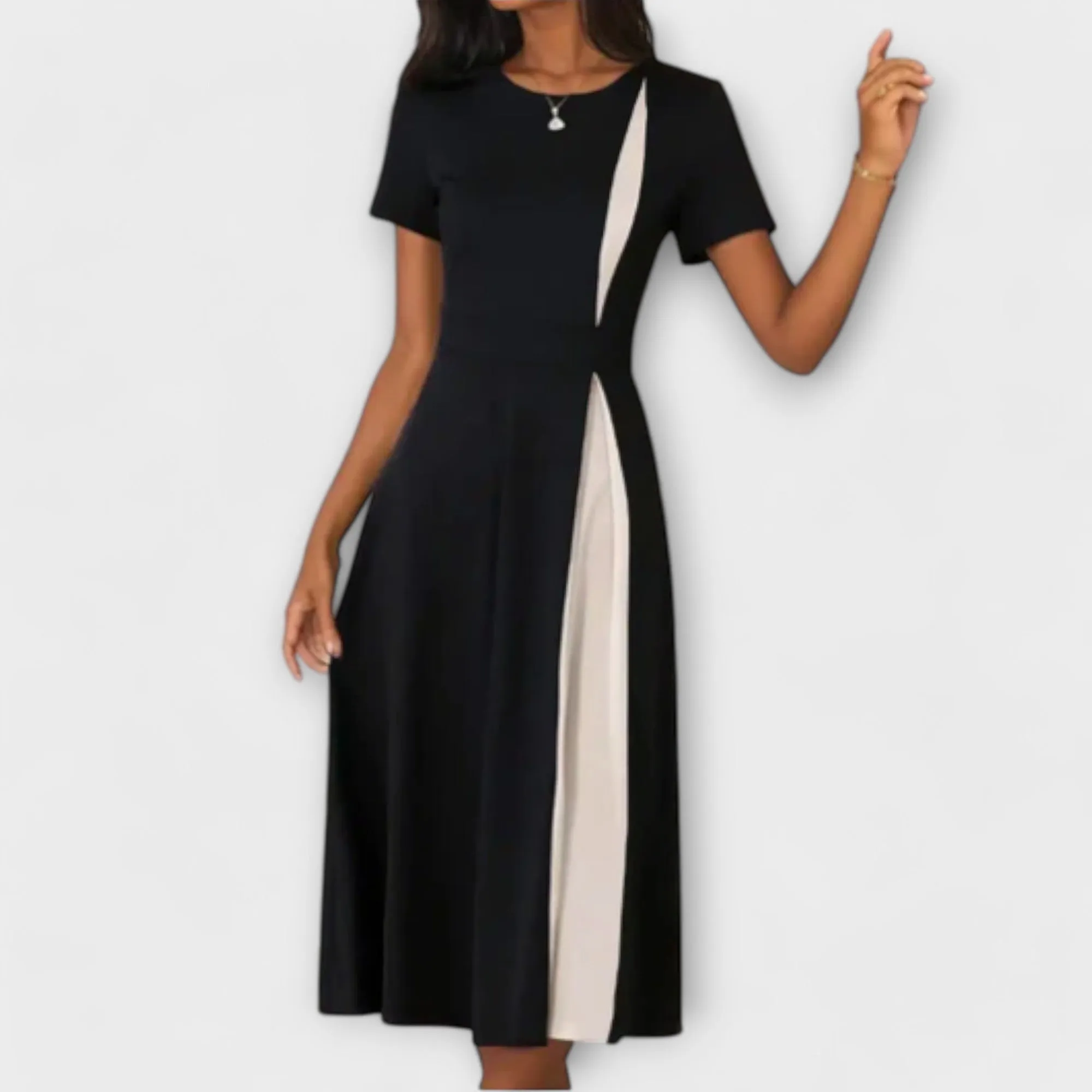Hanne Black and White Midi Dress