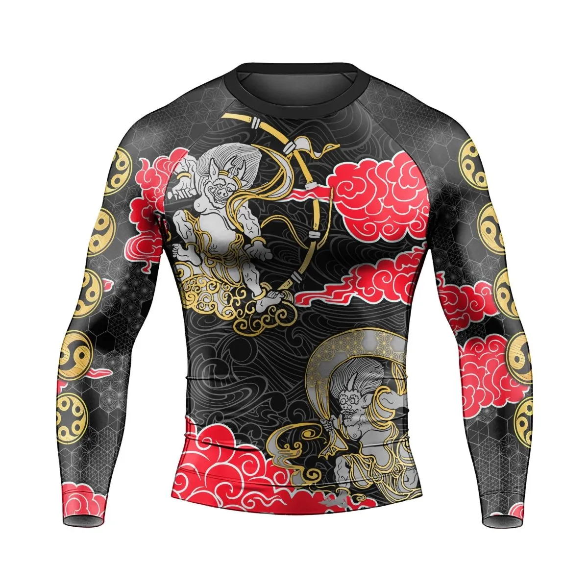 Japanese Raijin And Fujin Men's Long Sleeve Rash Guard