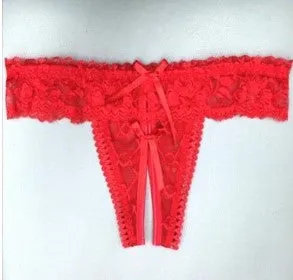 Lace Crotchless Panty - O/S (Red)