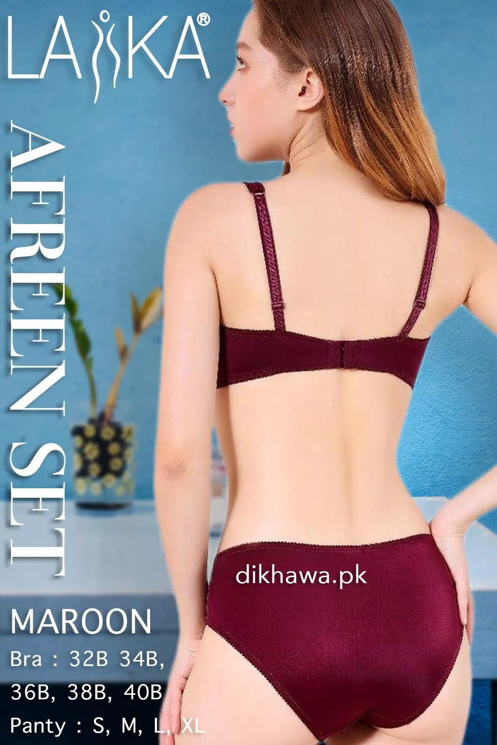Laika - Afreen Set - Maroon Fancy Bridal Bra Panty Sets - Non Padded Non Wired Bra Panty Set