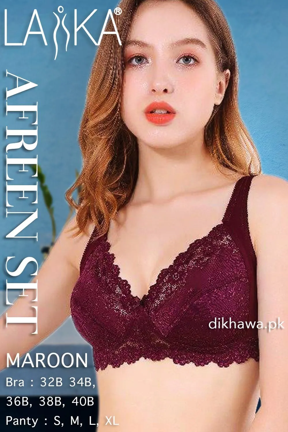Laika - Afreen Set - Maroon Fancy Bridal Bra Panty Sets - Non Padded Non Wired Bra Panty Set