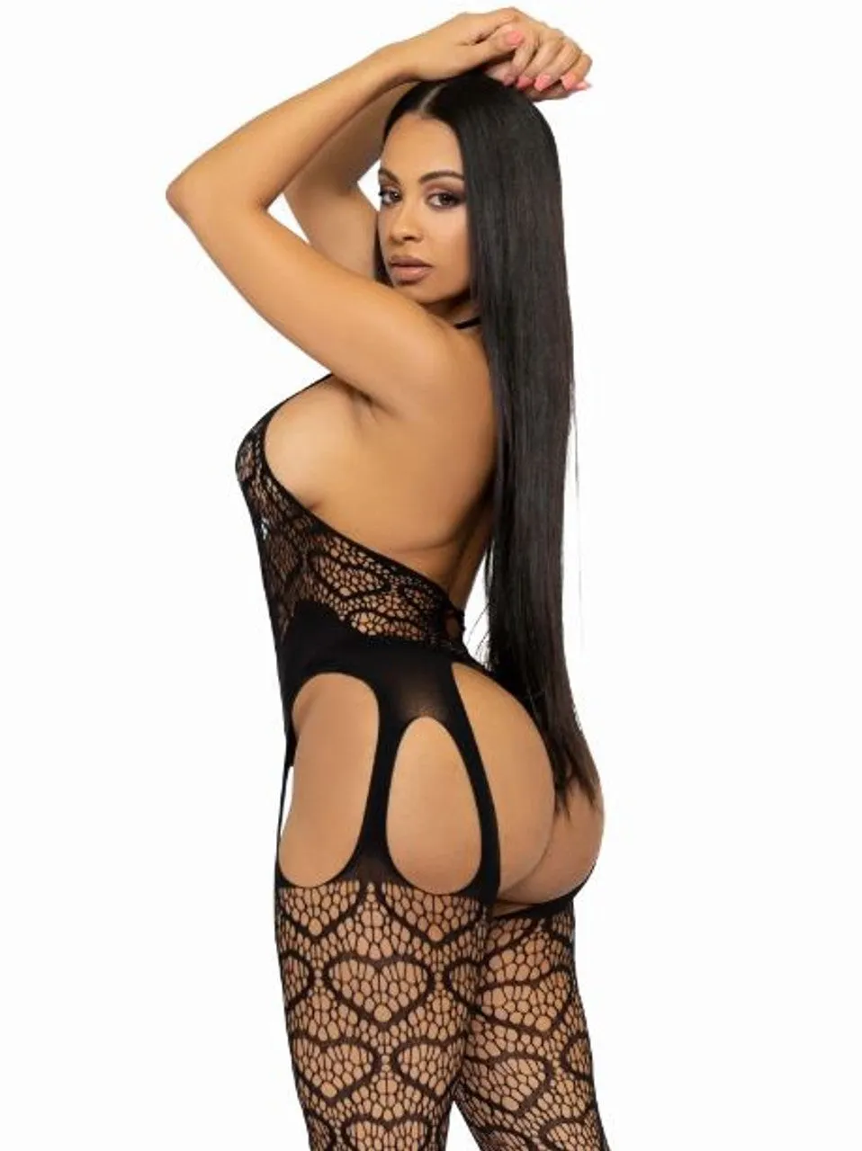 Love Struck Crotchless Bodystocking Black