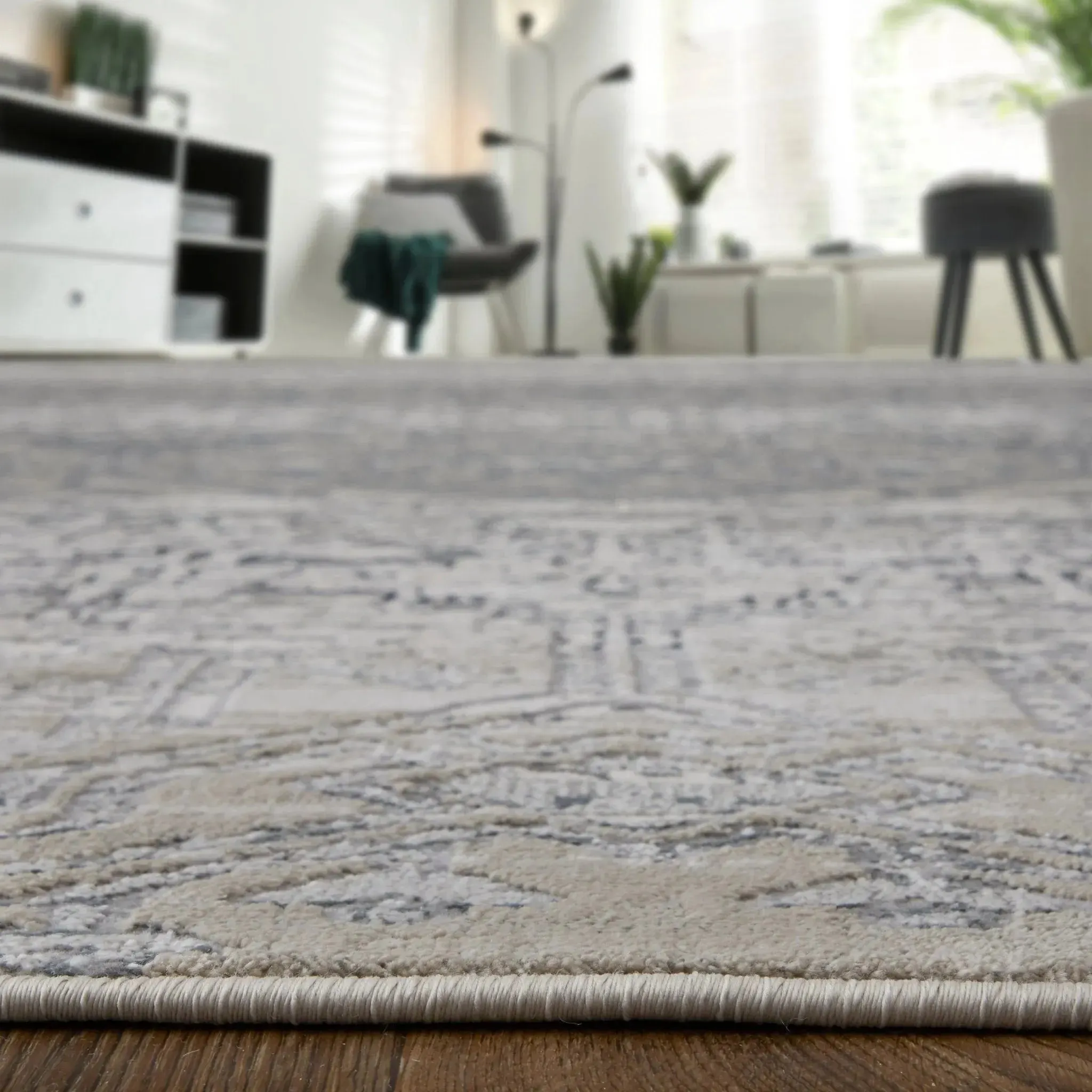Macklaine MCK39LGF Silver/Ivory Rug