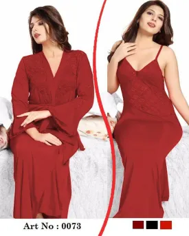 Maroon Nighty - FL-0073 - Flourish 2 Piece Nightwear