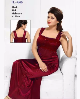 Maroon Stylish FL-646 - Flourish Exclusive Bridal Nighty Collection