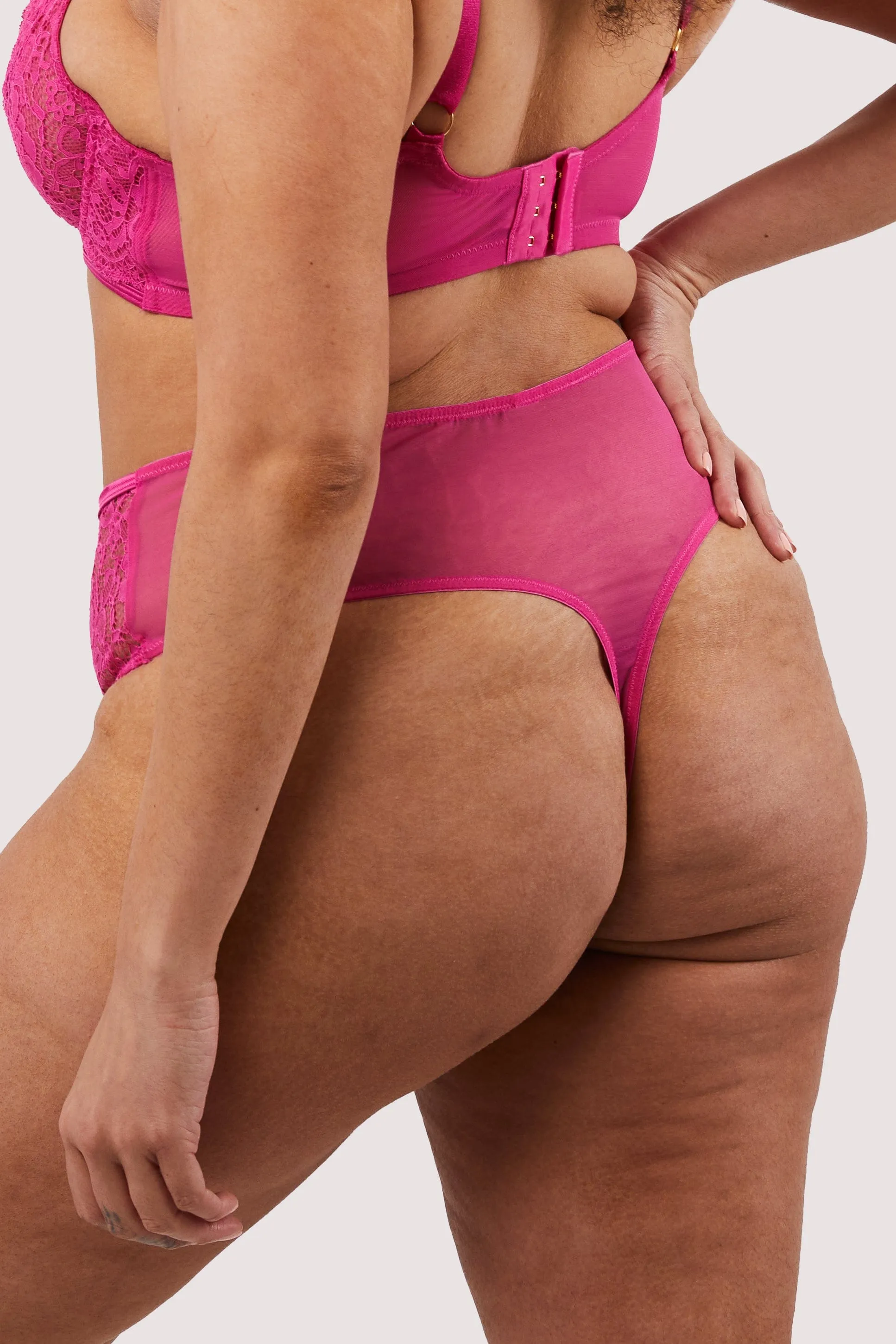 Ophelia Pink Cut Out Lace High Waist Brief