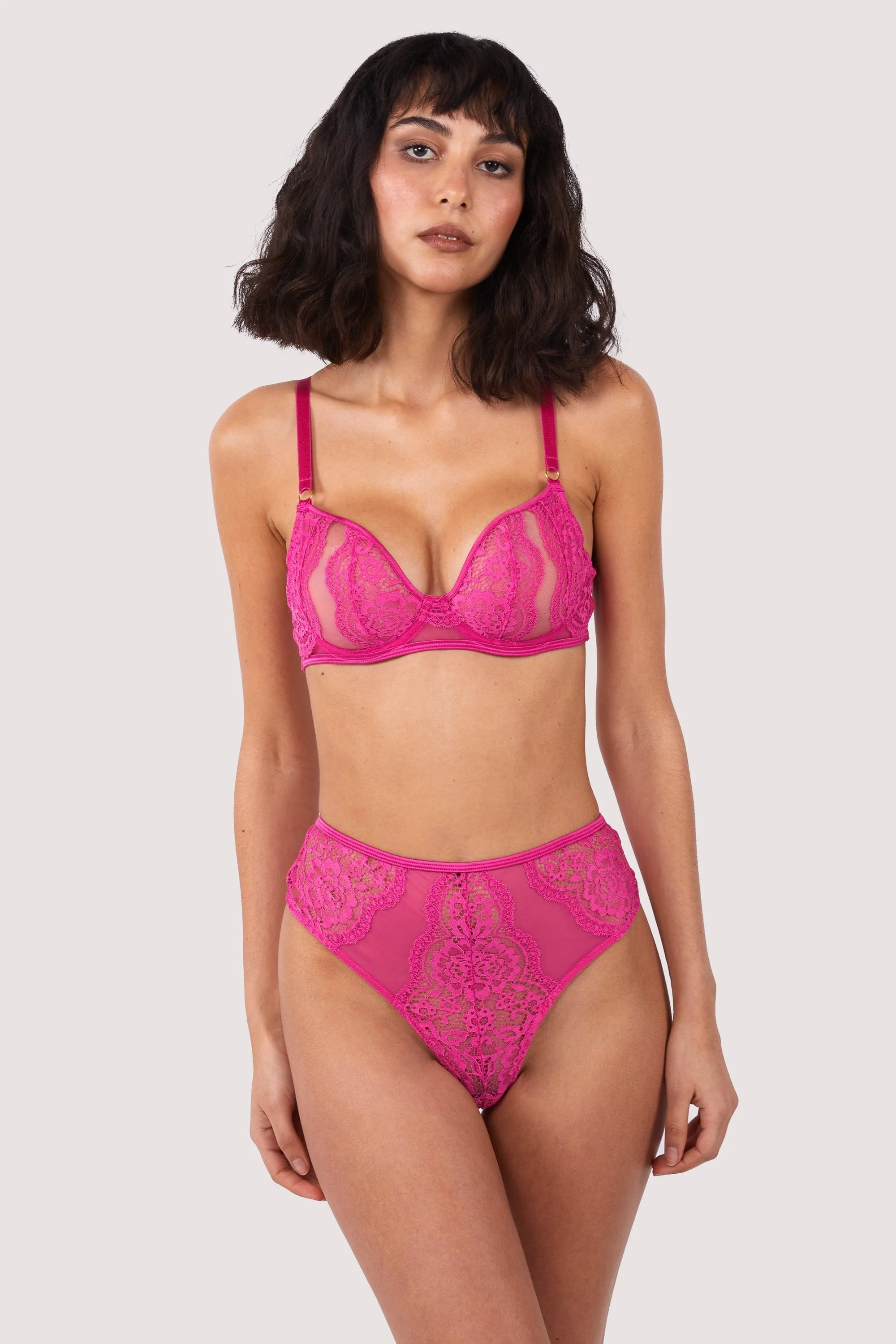 Ophelia Pink Cut Out Lace High Waist Brief