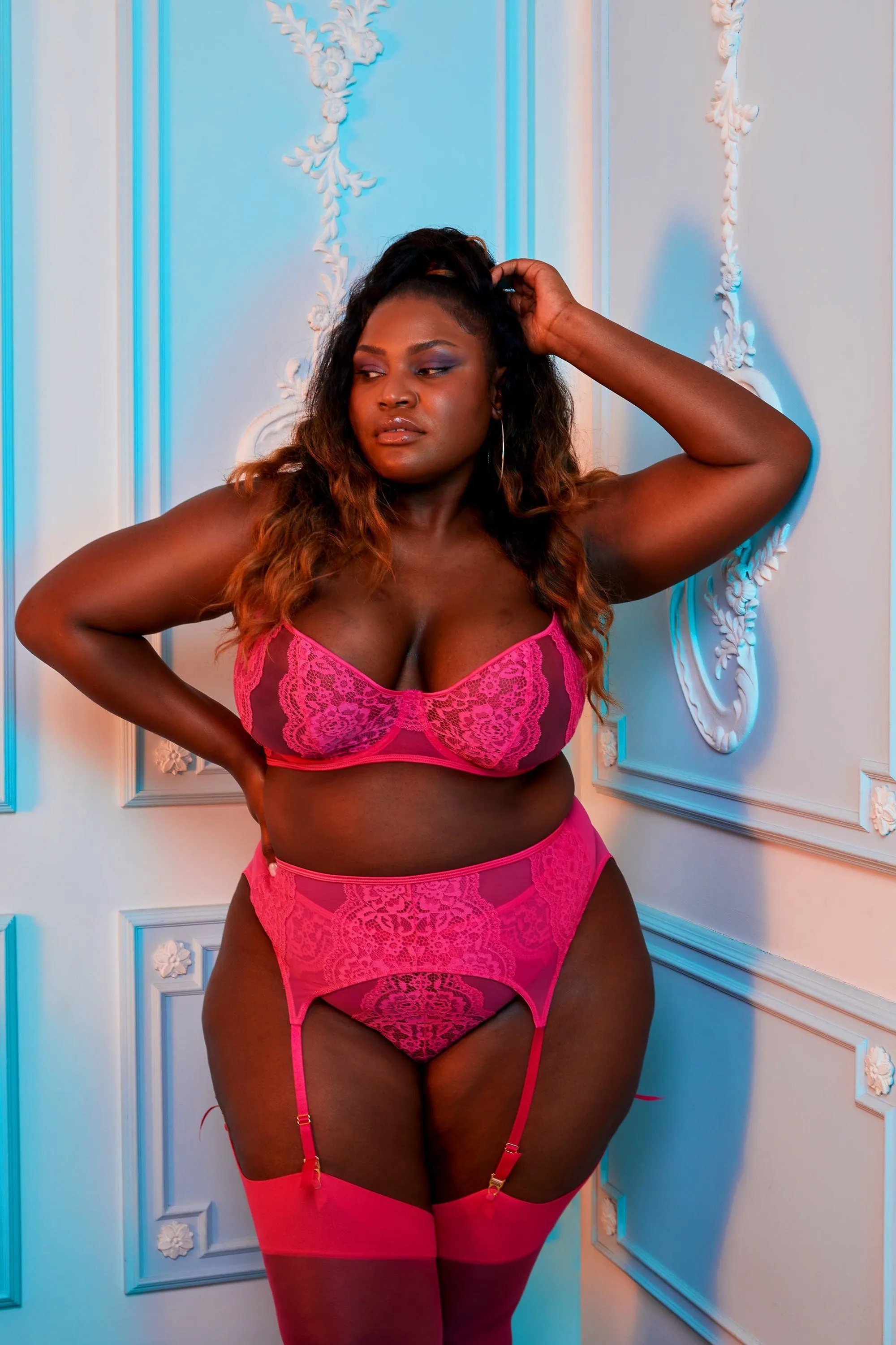 Ophelia Pink Cut Out Lace High Waist Brief