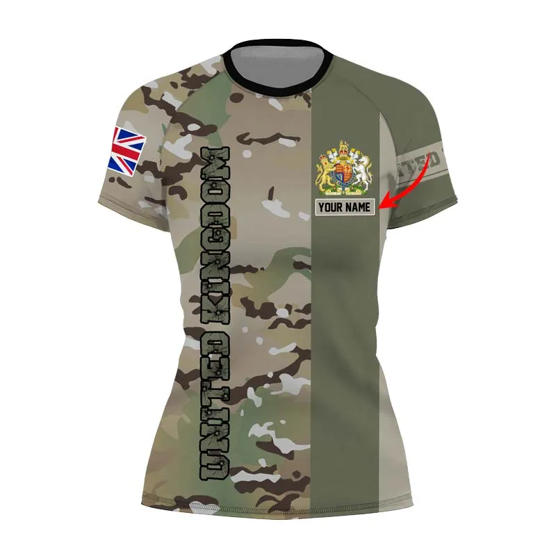 Personalized UK Coat of Arms Women's Short Sleeve Rash Guard