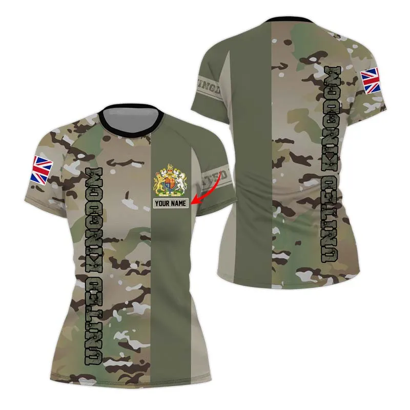 Personalized UK Coat of Arms Women's Short Sleeve Rash Guard