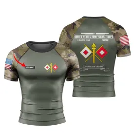 Personalized US Army Signal Corps Men's Short Sleeve Rash Guard